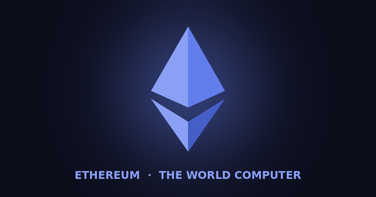 An Ethereum coin with a digital blue background